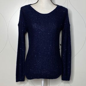 NWT a.n.a. metallic sequin sweater navy S
